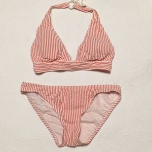 Pink and White Striped Bikini